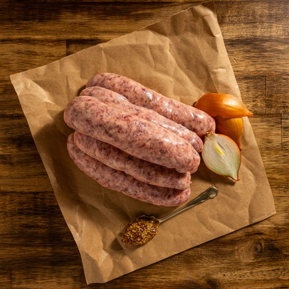 Beef, Roast Onion & Mustard Sausages